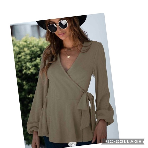 Black Ribbed Top w/Side Tie - Picture 3 of 5